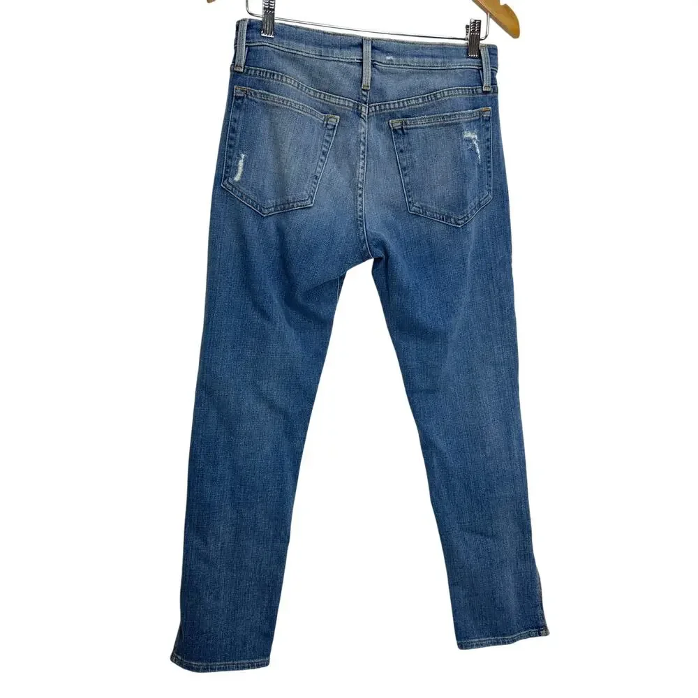 Frame “Le Boy” Cropped Boyfriend Jeans Zip Ankle Lightly Distressed – Size 27 - Picture 6 of 8